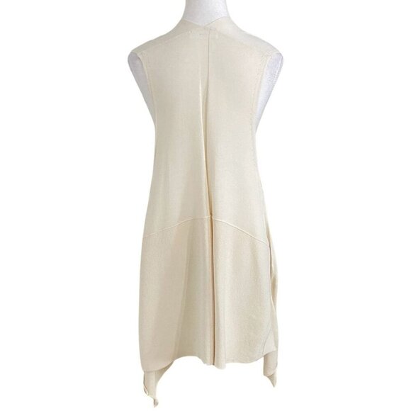 UCHUU MONTREAL CREAM SLEEVELESS SLOUCHY LONG THIN KNIT OPEN CARDIGAN VEST - S/M - Picture 3 of 9